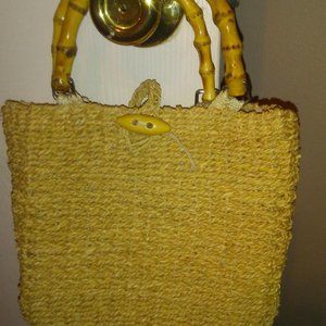 Bamboo Handle Staw Bag